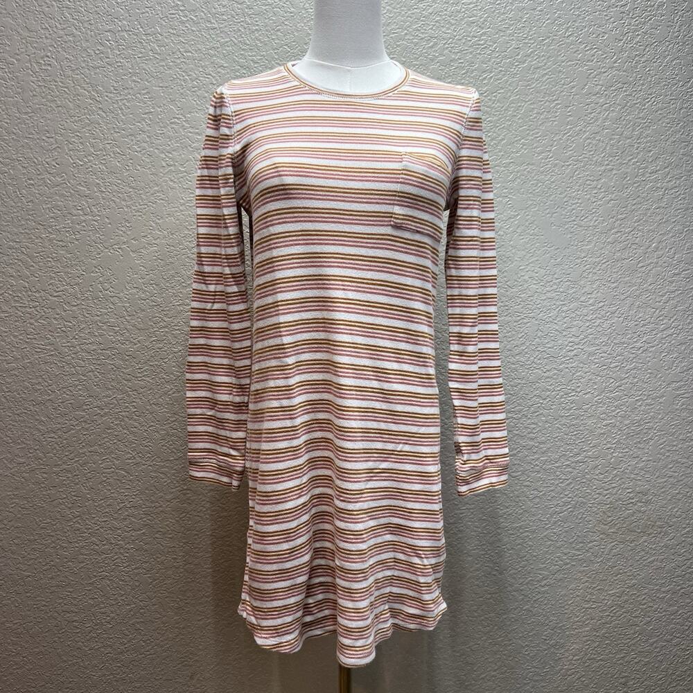 Madewell Pink Brown Striped Shift Dress Size S